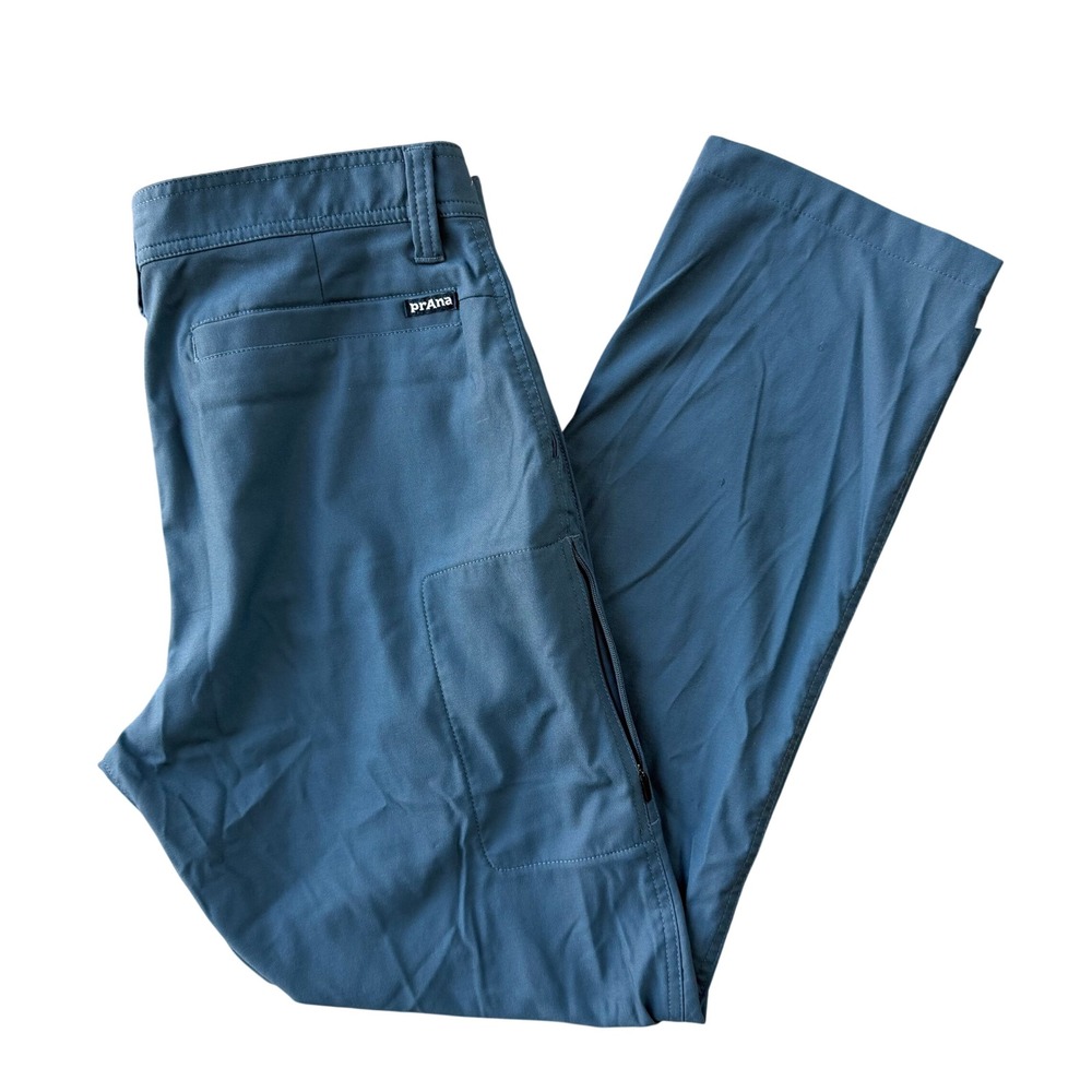 prAna Brion II Pants Mens 33 Slim Fit Blue Slate Outdoor Hiking Polyester Pants